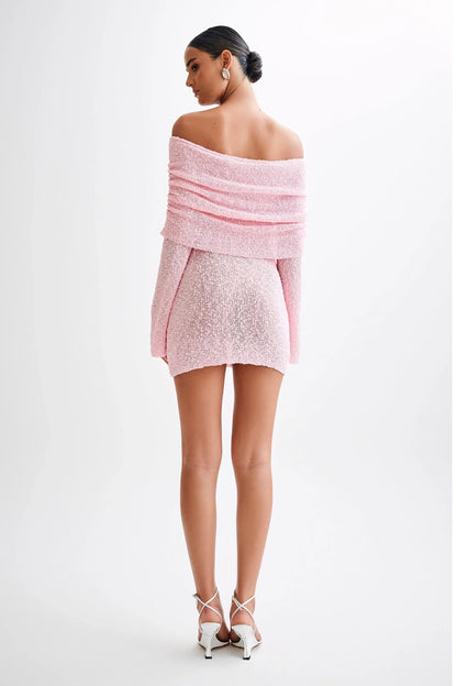 OFF-SHOULDER-MINIKLEID AUS BOUCLE