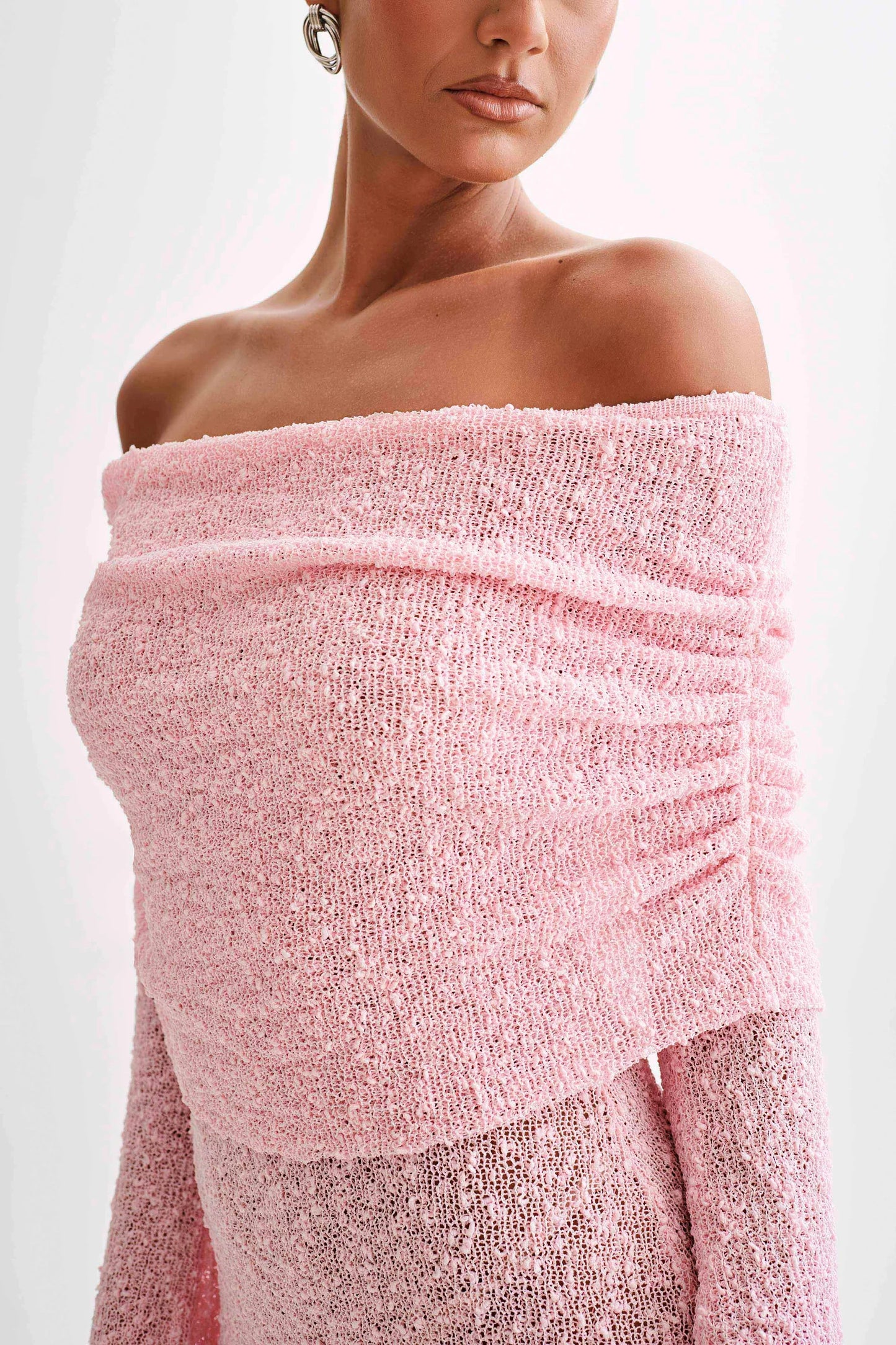 OFF-SHOULDER-MINIKLEID AUS BOUCLE