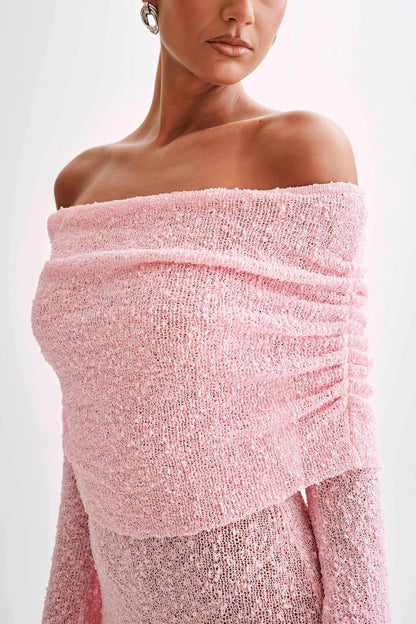 OFF-SHOULDER-MINIKLEID AUS BOUCLE
