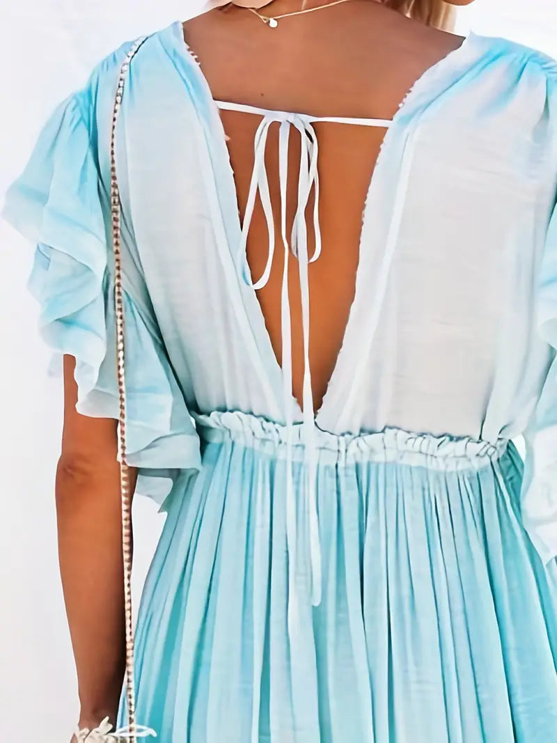 Pleated Plunging Dress