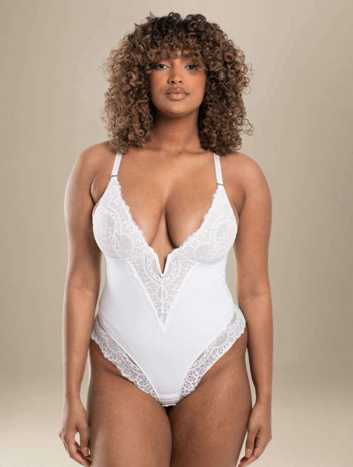 TuxodoSHAPE - V-Neck Half Laced Bodysuit