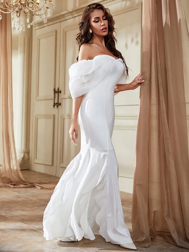 Off Shoulder Cocktail Bridesmaid Dress