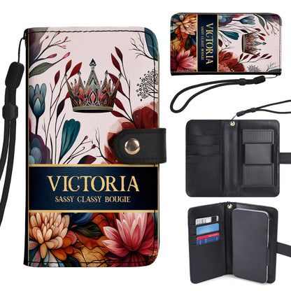 Queen Flowers - Personalized Custom Phone Leather Wallet - DG035_PW