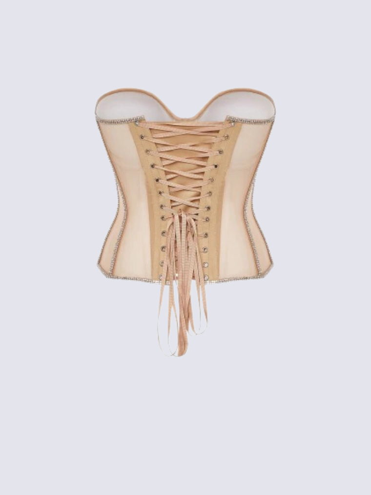 Secret form bra with rhinestones beige