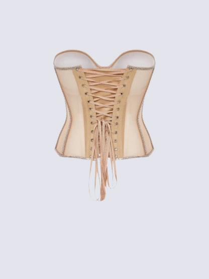 Secret form bra with rhinestones beige