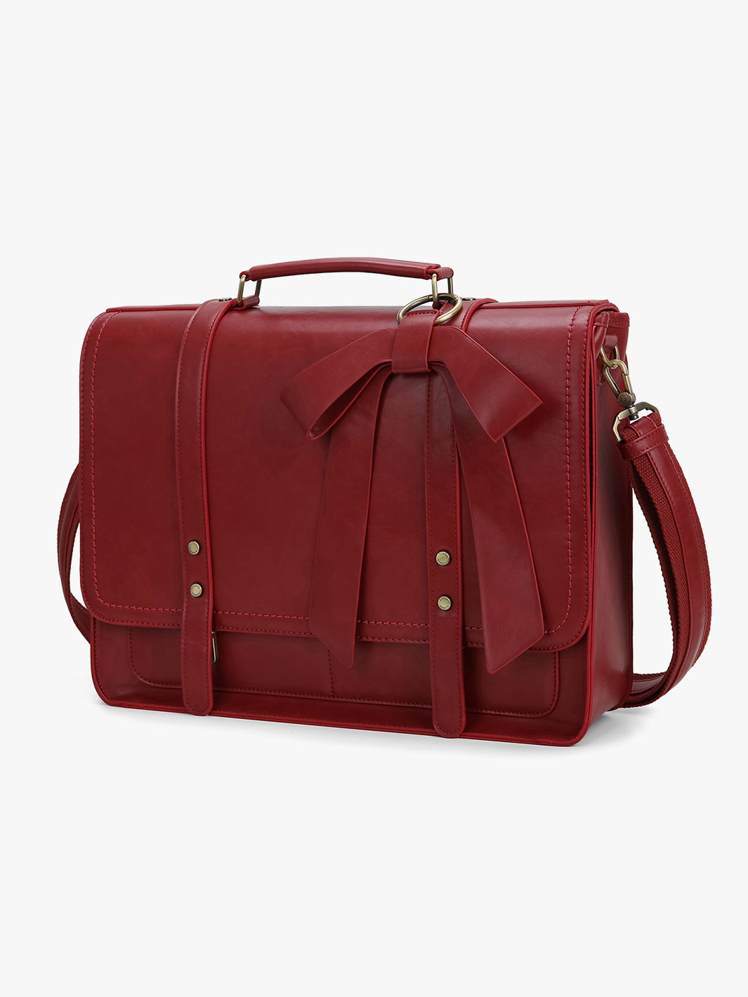 Women's PU Detachable Bow Big Briefcase