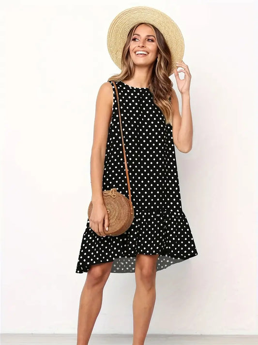 Polka Dot Ruffle Hem Dress