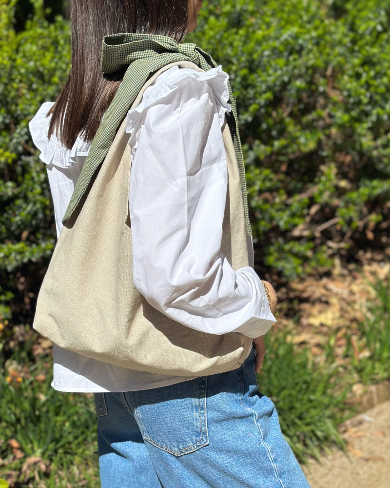 Lace Plain Beige Handbag