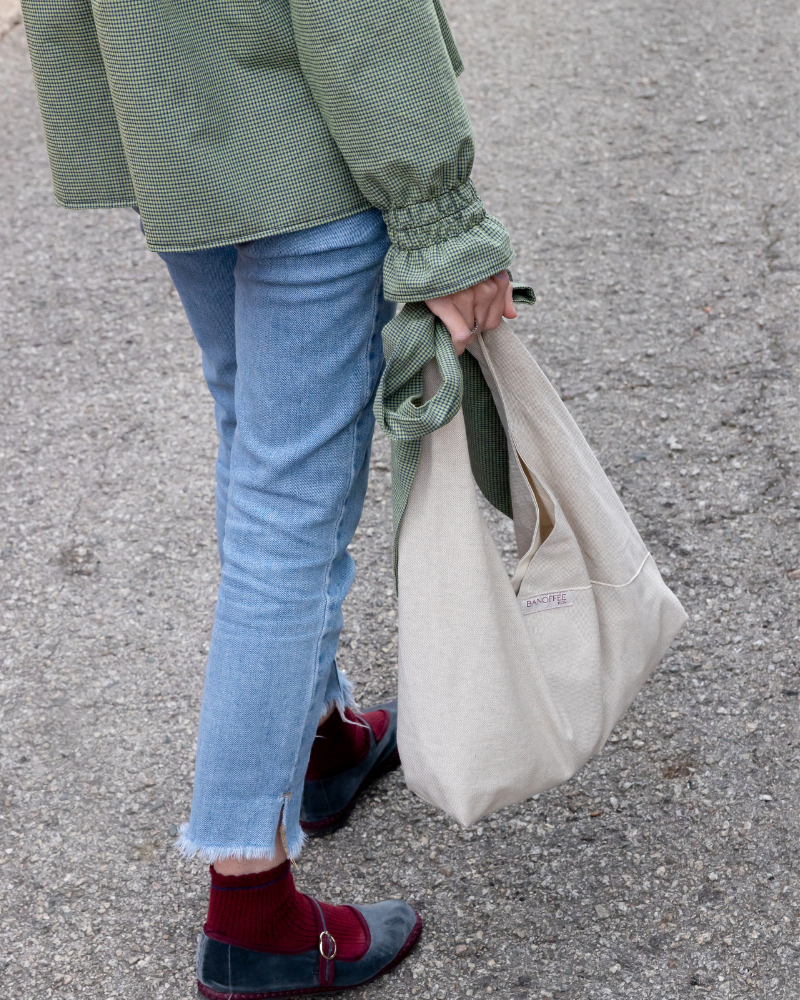 Lace Plain Beige Handbag