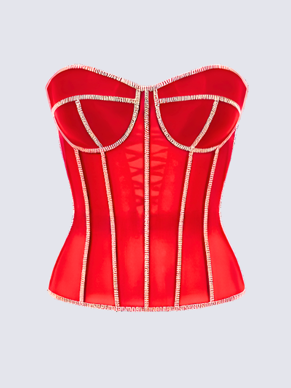 Secret form bra with rhinestones red