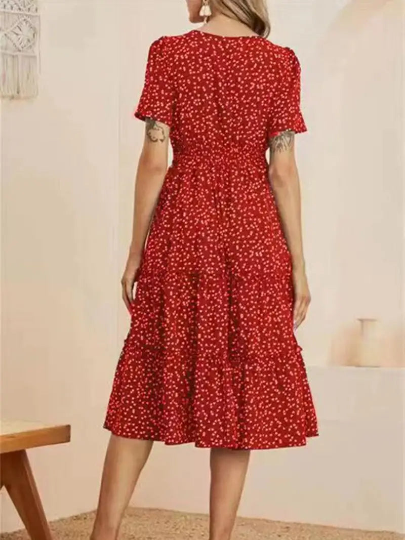 Heart Print Midi Dress