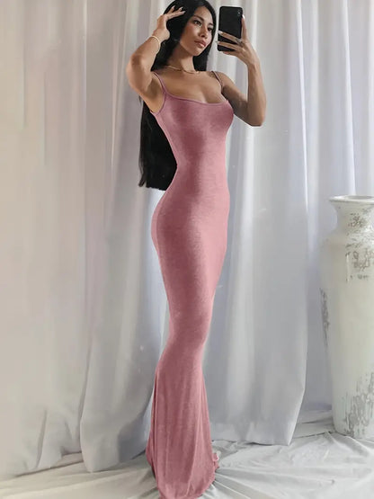 Sexy Scoop Neck Open Back Cami Dress