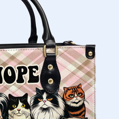 Nope. Not Today - Personalized Custom Leather Handbag For Cat Lovers - LL20