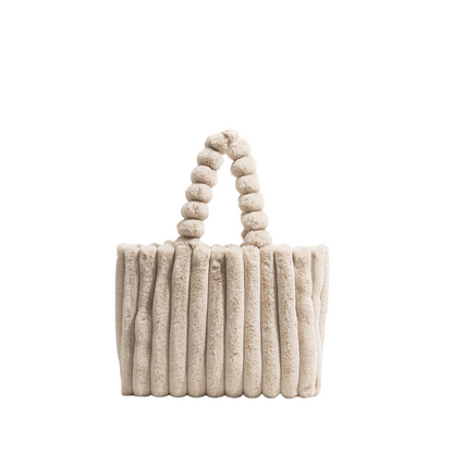 Solid Soft Faux Fur Women Tote Handbag