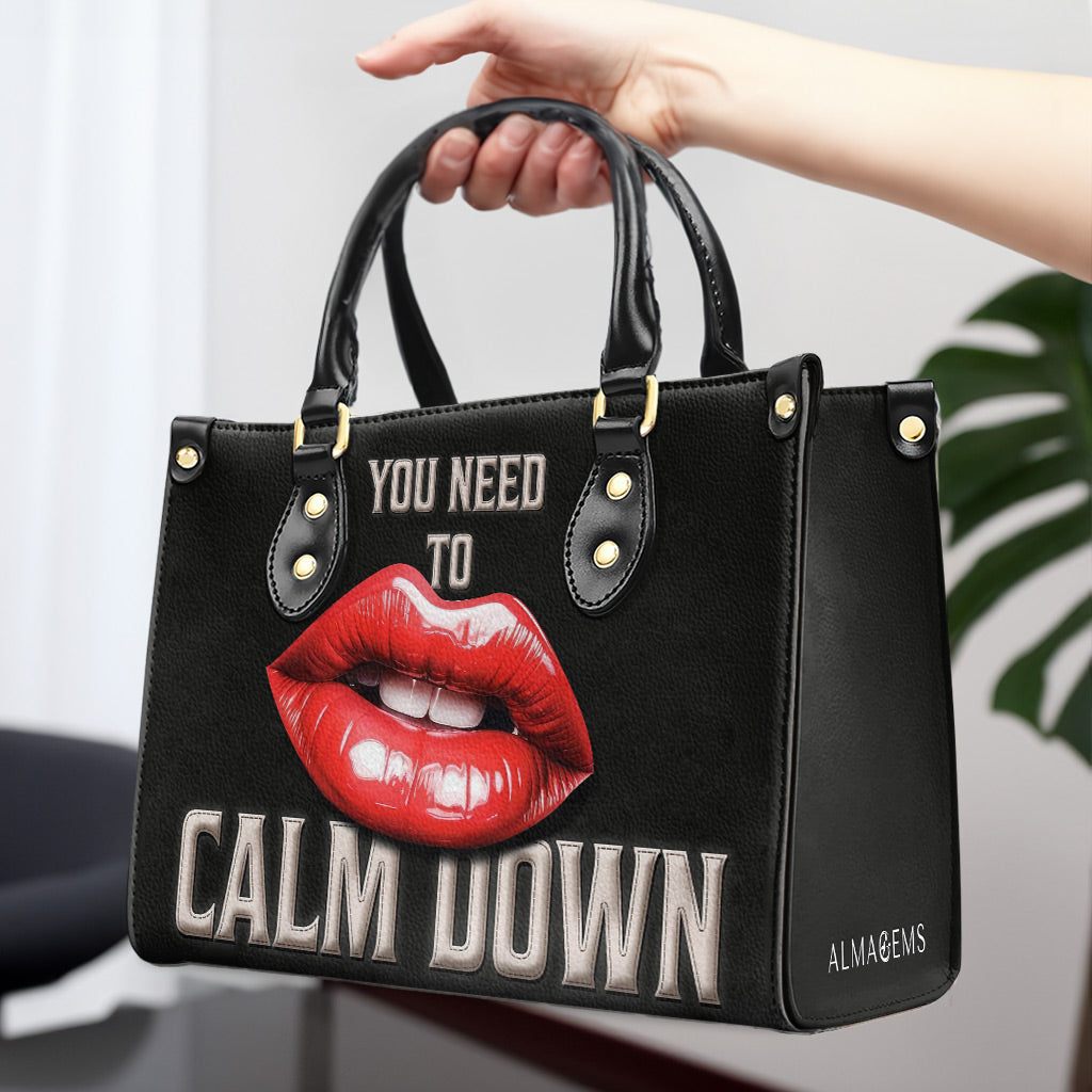 Calm Down - Personalized Custom Leather Handbag - calmdown03