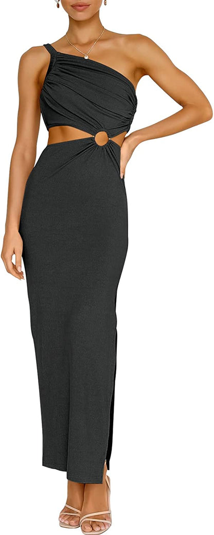 Sexy Sleeveless Bodycon Ruched Maxi Dress