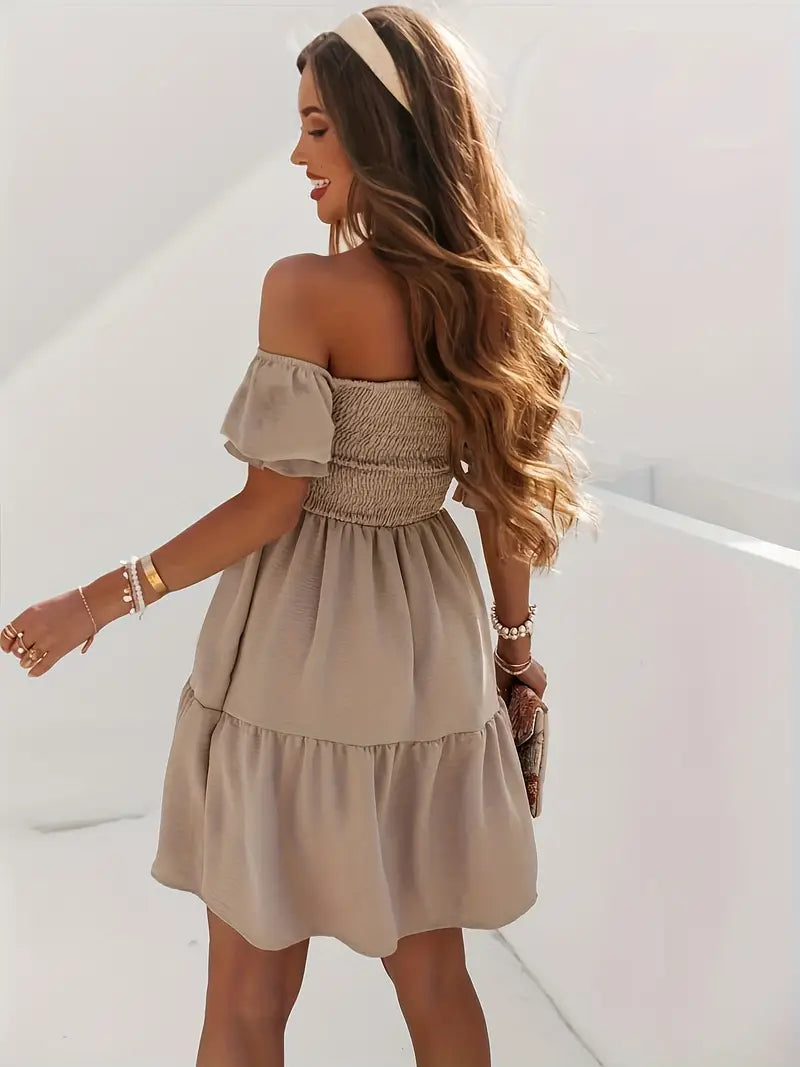 Off Shoulder Smocked Dress