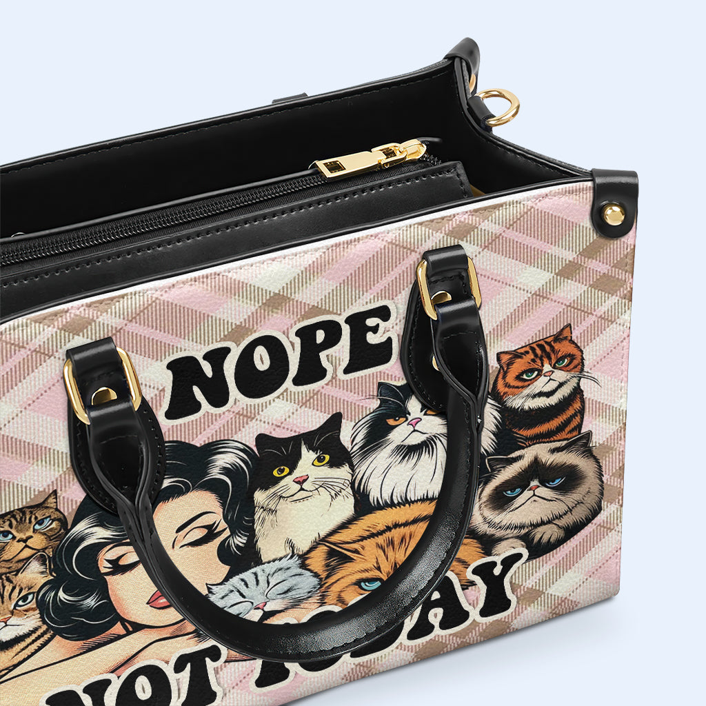 Nope. Not Today - Personalized Custom Leather Handbag For Cat Lovers - LL20