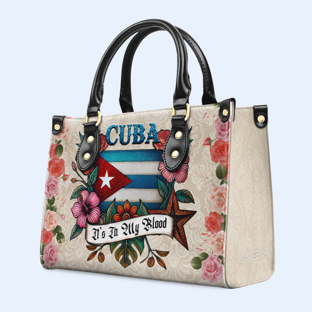 Cuba It's In My Blood - Personalized Custom Leather Handbag - LA021_HB