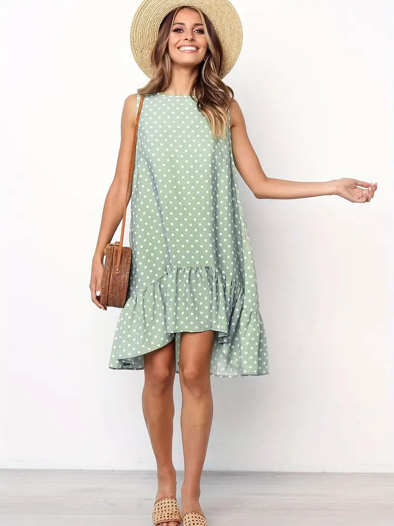 Polka Dot Ruffle Hem Dress