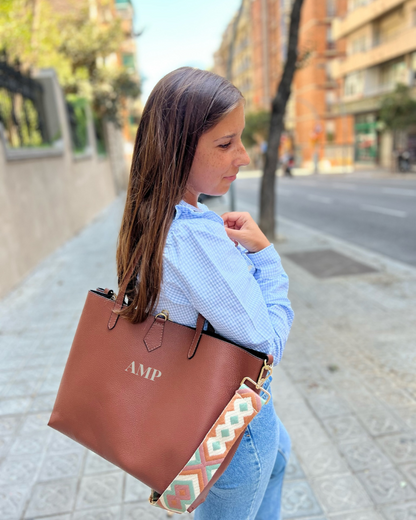 Shopping bag leather Brown