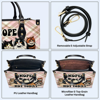 Nope. Not Today - Personalized Custom Leather Handbag For Cat Lovers - LL20