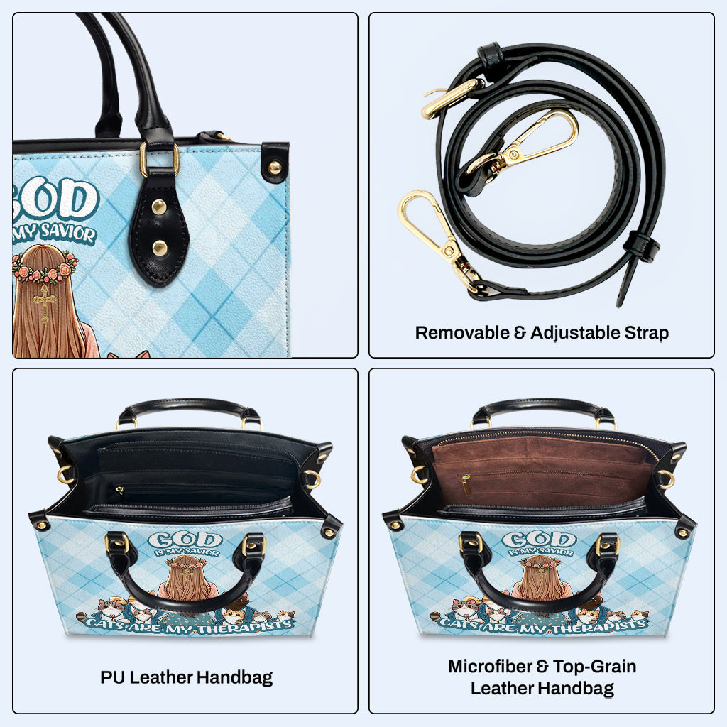 Cats Are My Therapists - Personalized Custom Leather Handbag For Cat Lovers - LL24