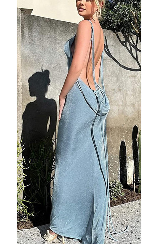 Spaghetti Strap Sexy Sleeveless Backless Dress