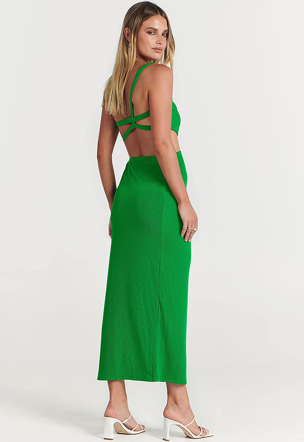 Sexy Sleeveless Bodycon Ruched Maxi Dress