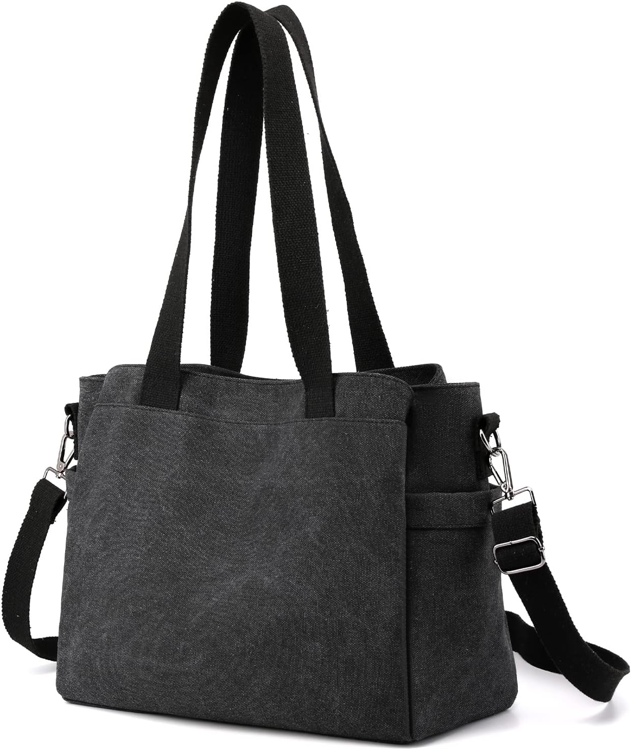 Multi-Pocket Canvas Crossbody Tote Bag