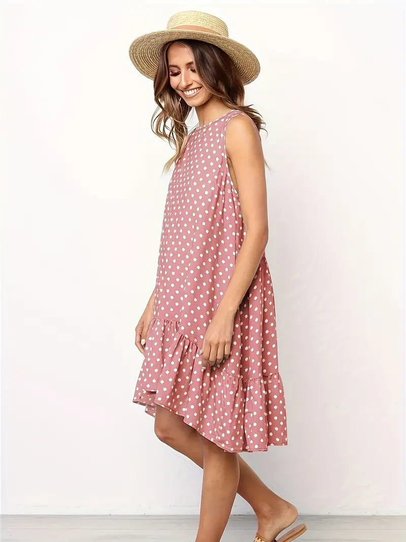 Polka Dot Ruffle Hem Dress