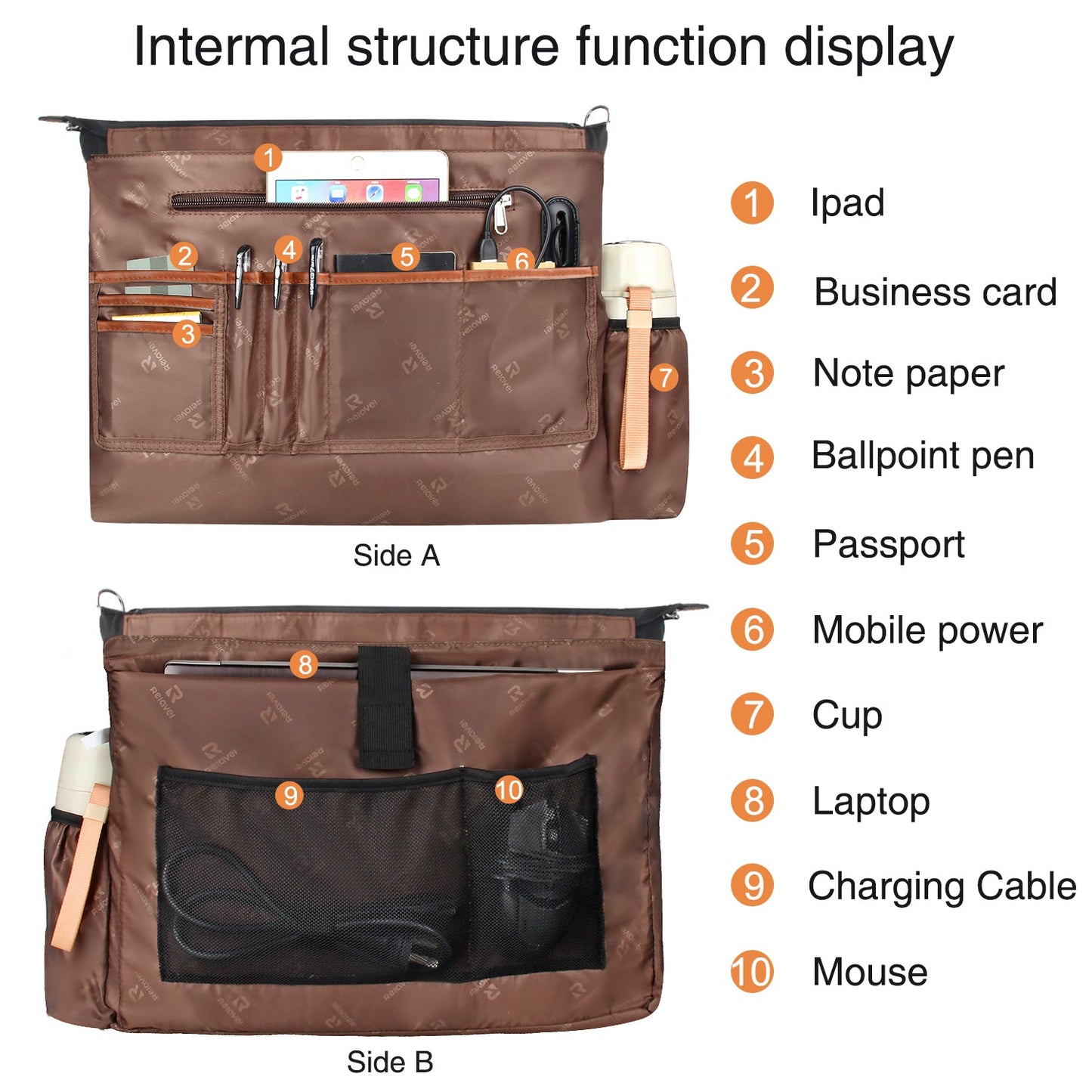 USB Laptop Tote Bag 17.1 inch Black Brown