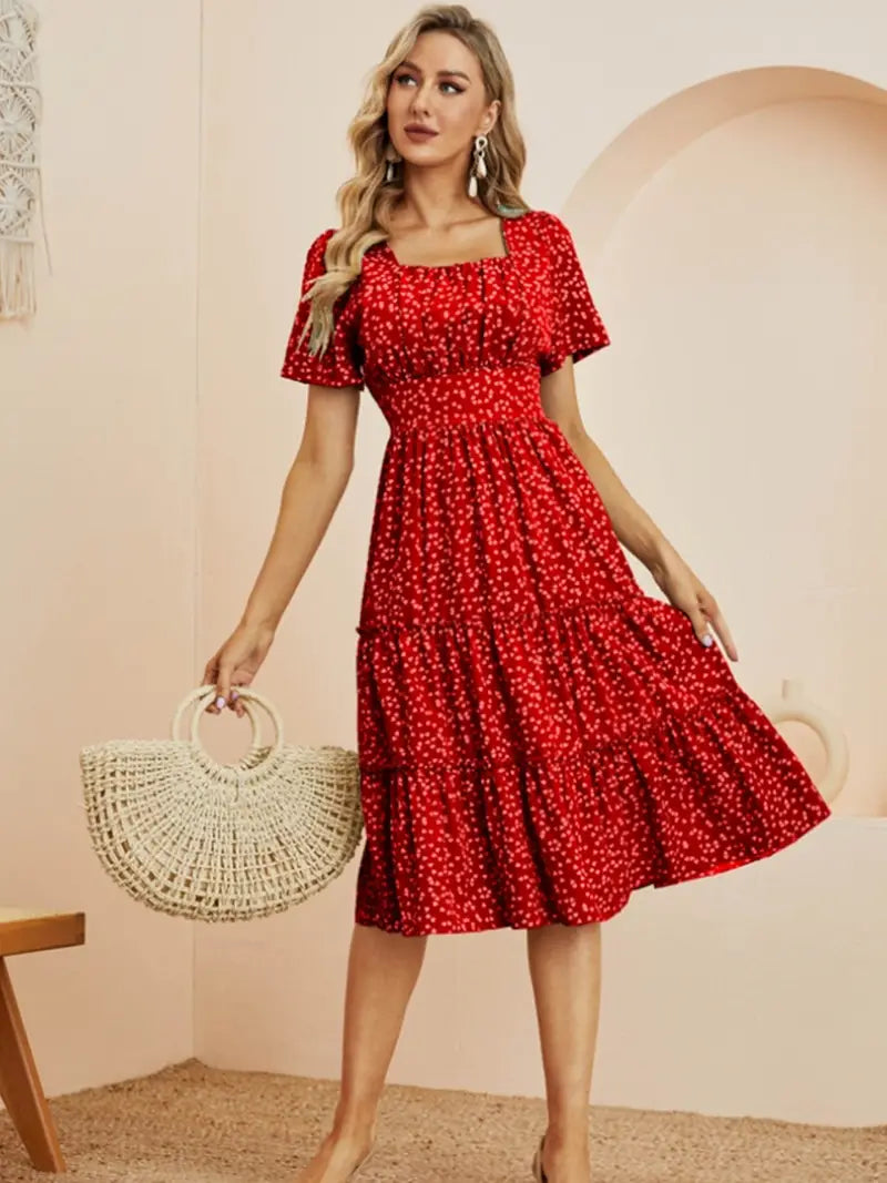 Heart Print Midi Dress