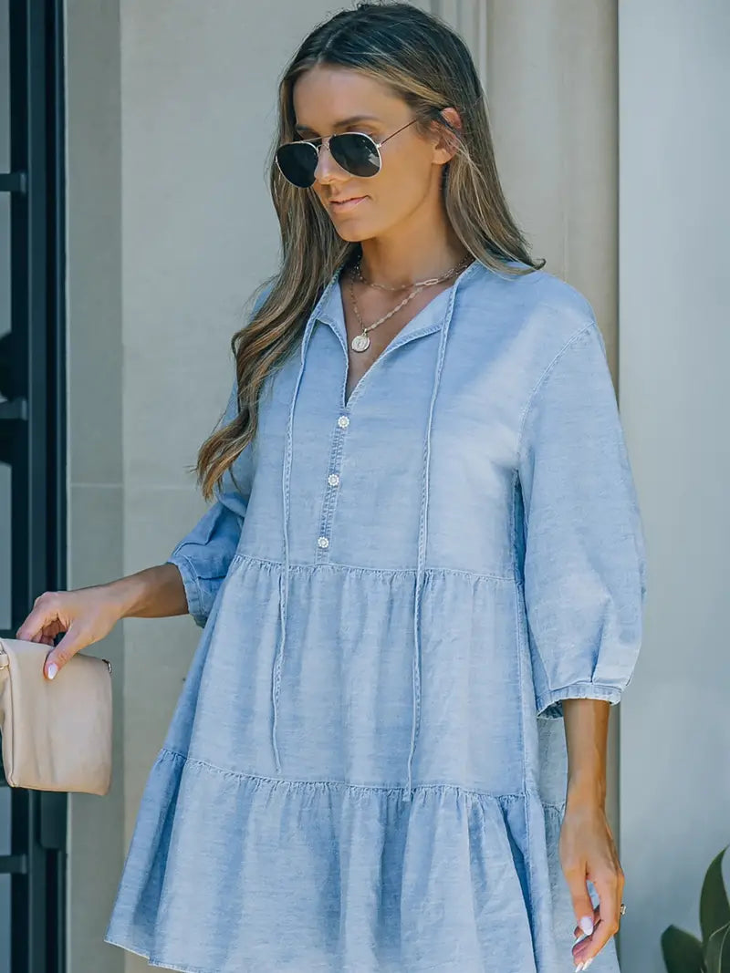 Sky Blue Denim Dress