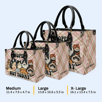 Nope. Not Today - Personalized Custom Leather Handbag For Cat Lovers - LL20