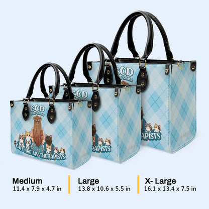 Cats Are My Therapists - Personalized Custom Leather Handbag For Cat Lovers - LL24