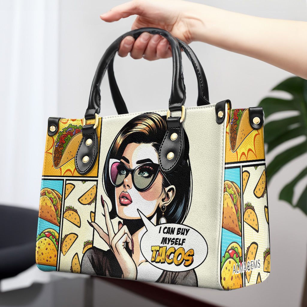 I Can Buy Myself Tacos - Personalized Custom Leather Handbag - DB11