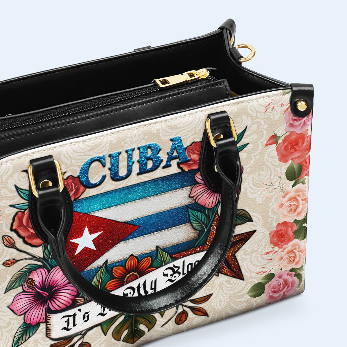 Cuba It's In My Blood - Personalized Custom Leather Handbag - LA021_HB