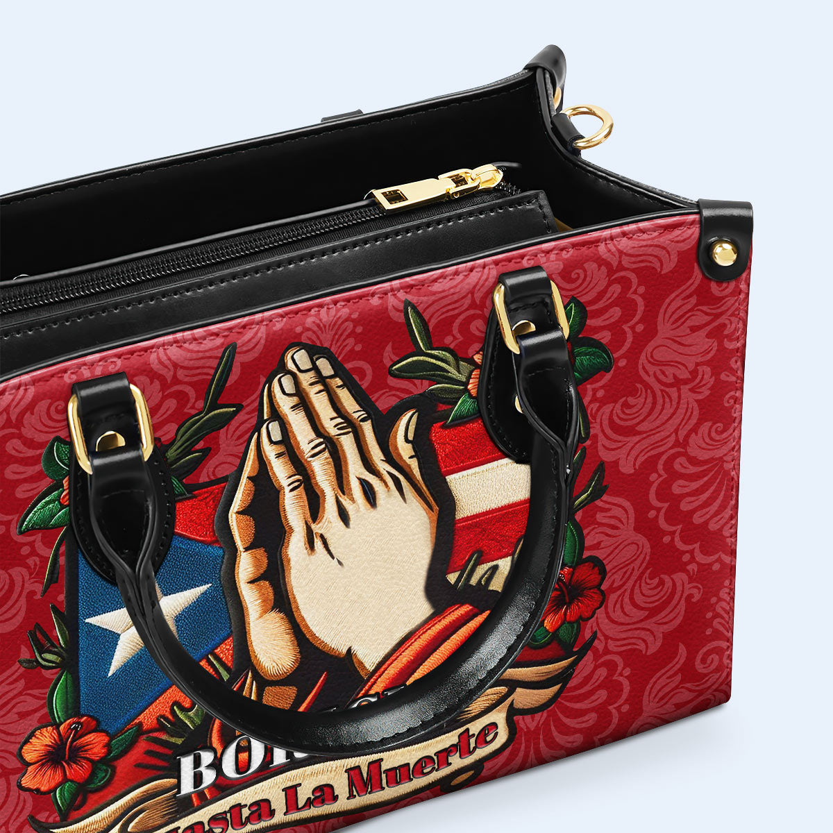 Boricua. Hasta La Muerte - Personalized Custom Leather Handbag - HS019_HB