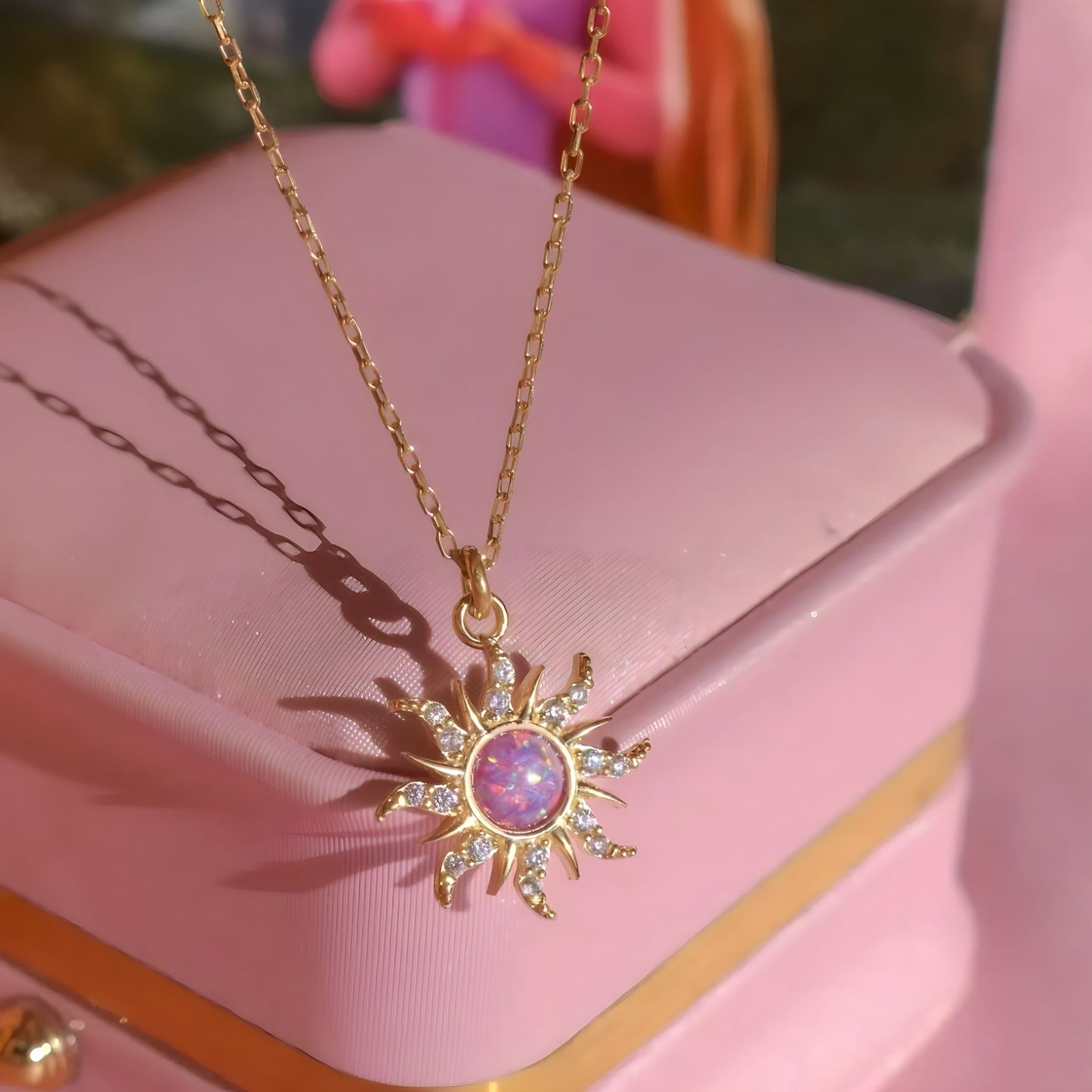 Rapunzel Opal Sun Necklace. Gleaming in Sunburts