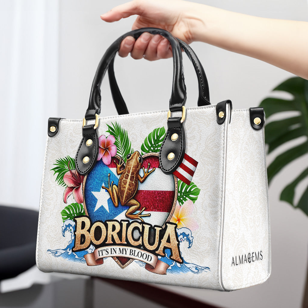 BORICUA. IT'S IN MY BLOOD - Personalized Custom Leather Handbag - LA023_HB