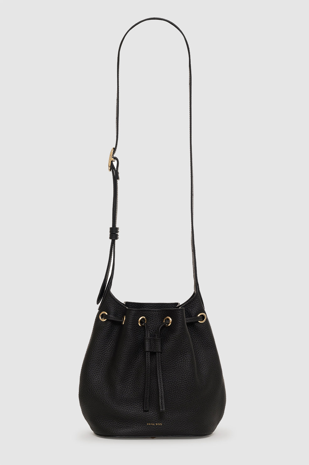 Mini Alana Beuteltasche - Schwarz genarbt