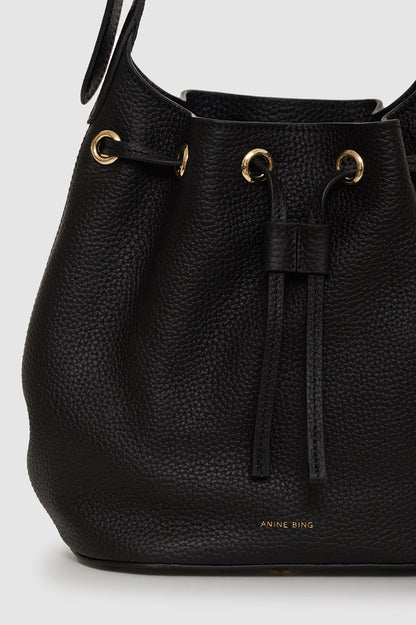 Mini Alana Beuteltasche - Schwarz genarbt