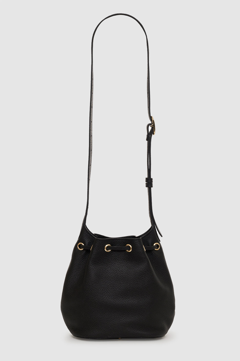 Mini Alana Beuteltasche - Schwarz genarbt