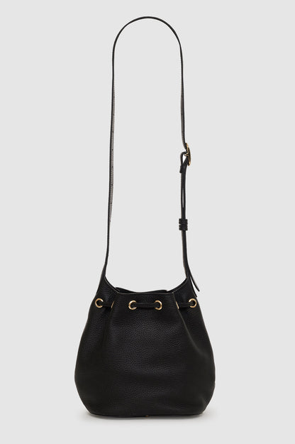 Mini Alana Beuteltasche - Schwarz genarbt