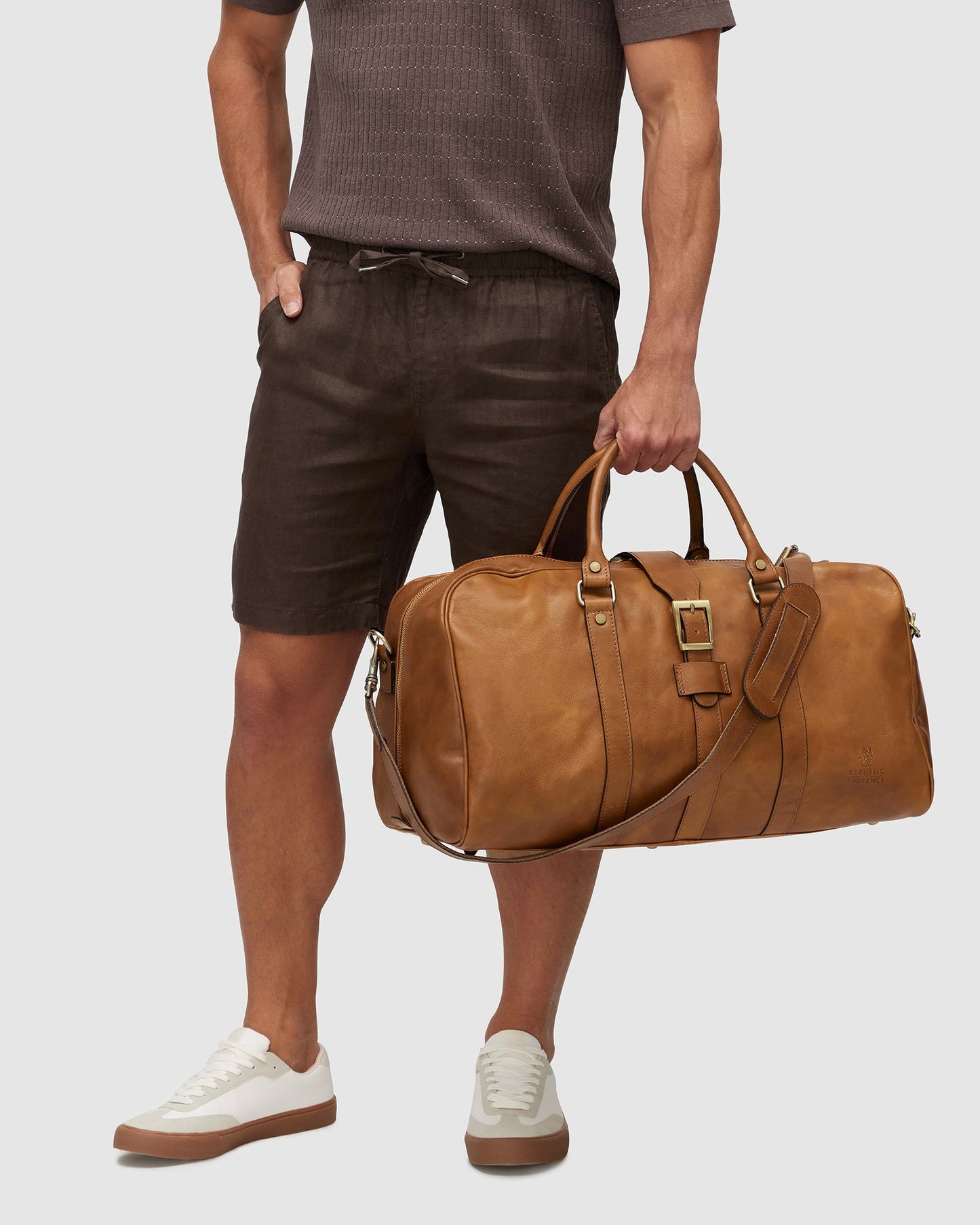 Amerigo Matt Tan - Leather Duffle Bag