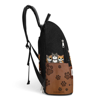 Stuck Between IDK, IDC & IDGAF - Personalized Custom Leather BackPack - BP_CAT04