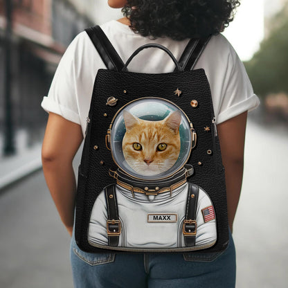 Custom Image - The Astronaut - Personalized Leather BackPack - BP_CAT06