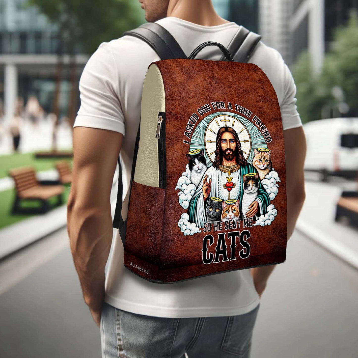 God Sent Me Cats - Personalized Custom Leather BackPack - BP_CAT08