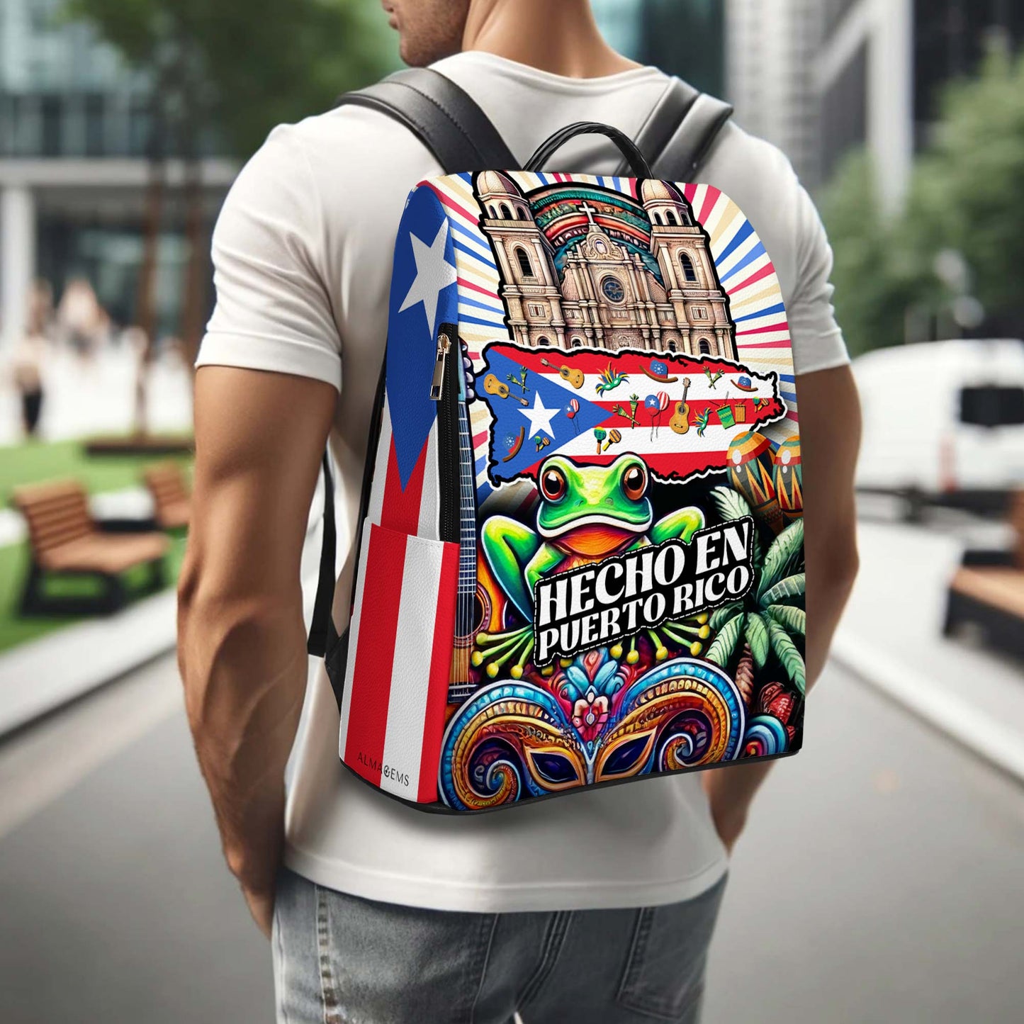 Hecho En Puerto Rico - Personalized Custom Leather BackPack - BP_MX14